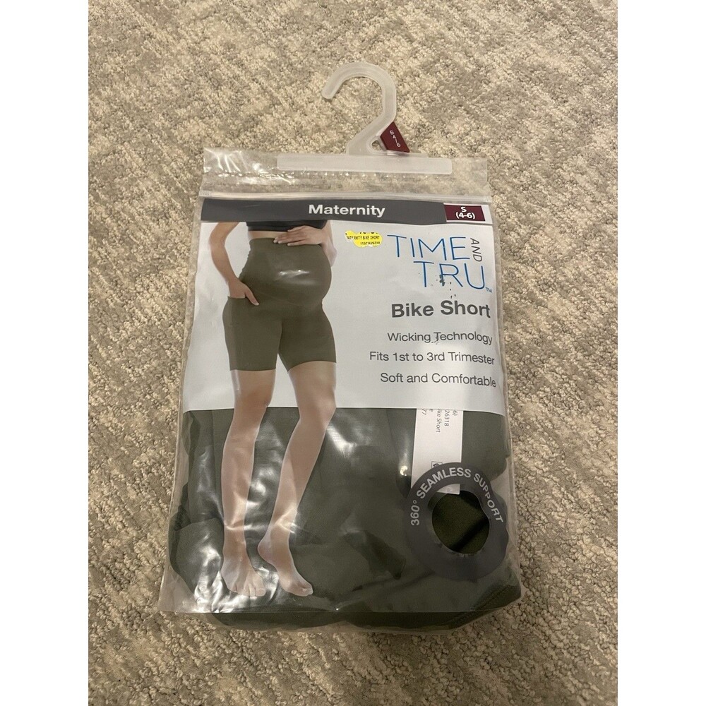 Maternity Bike Shorts Olive Green TIME and TRU Size S
